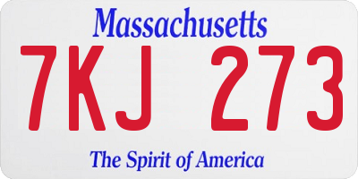 MA license plate 7KJ273
