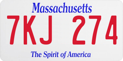 MA license plate 7KJ274