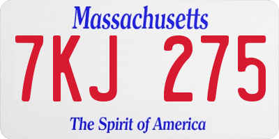 MA license plate 7KJ275