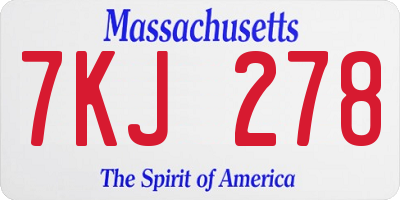 MA license plate 7KJ278