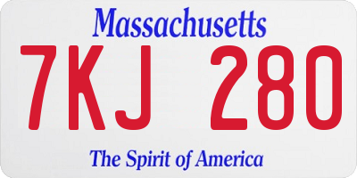 MA license plate 7KJ280