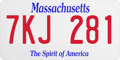 MA license plate 7KJ281