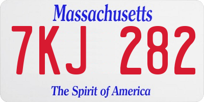 MA license plate 7KJ282