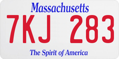 MA license plate 7KJ283