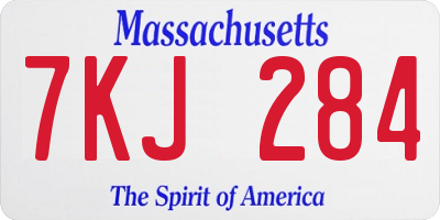 MA license plate 7KJ284