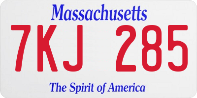 MA license plate 7KJ285