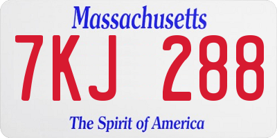 MA license plate 7KJ288