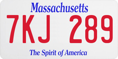 MA license plate 7KJ289