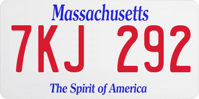 MA license plate 7KJ292