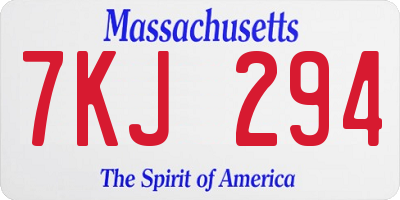 MA license plate 7KJ294