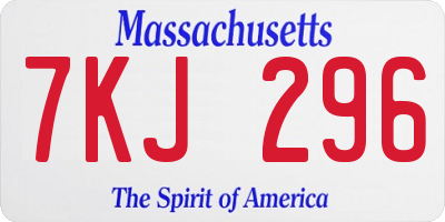 MA license plate 7KJ296