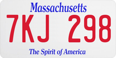 MA license plate 7KJ298