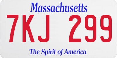 MA license plate 7KJ299