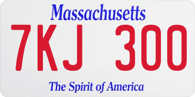 MA license plate 7KJ300