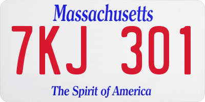MA license plate 7KJ301