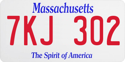MA license plate 7KJ302