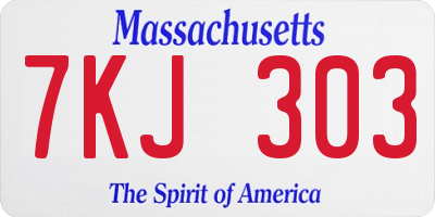 MA license plate 7KJ303