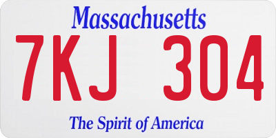 MA license plate 7KJ304