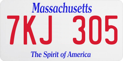 MA license plate 7KJ305
