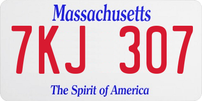 MA license plate 7KJ307