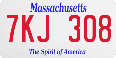 MA license plate 7KJ308