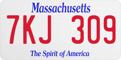 MA license plate 7KJ309