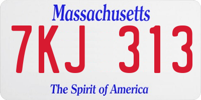 MA license plate 7KJ313