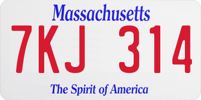 MA license plate 7KJ314