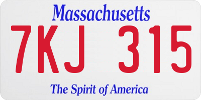 MA license plate 7KJ315