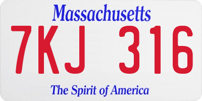 MA license plate 7KJ316