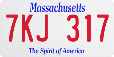 MA license plate 7KJ317
