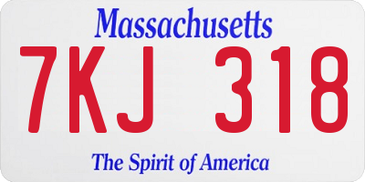 MA license plate 7KJ318
