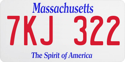 MA license plate 7KJ322