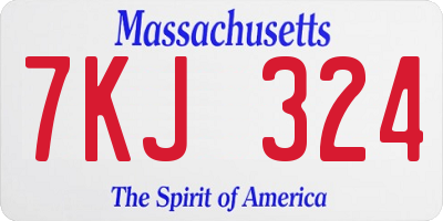MA license plate 7KJ324