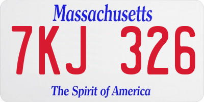 MA license plate 7KJ326