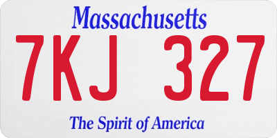 MA license plate 7KJ327