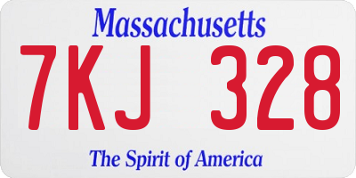 MA license plate 7KJ328
