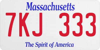 MA license plate 7KJ333