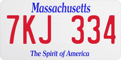 MA license plate 7KJ334