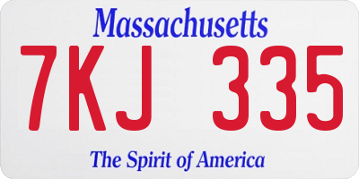 MA license plate 7KJ335