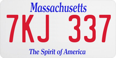 MA license plate 7KJ337