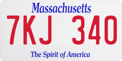 MA license plate 7KJ340