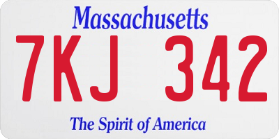 MA license plate 7KJ342