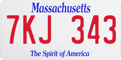 MA license plate 7KJ343