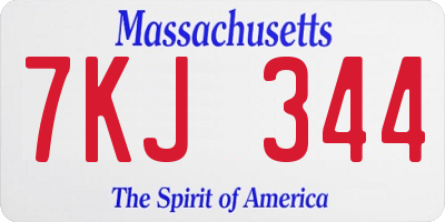 MA license plate 7KJ344