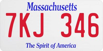 MA license plate 7KJ346