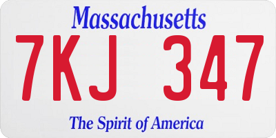 MA license plate 7KJ347