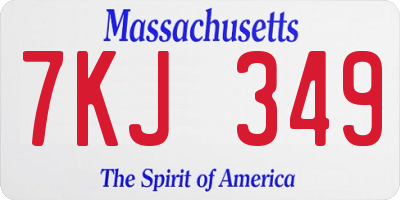 MA license plate 7KJ349