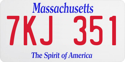 MA license plate 7KJ351