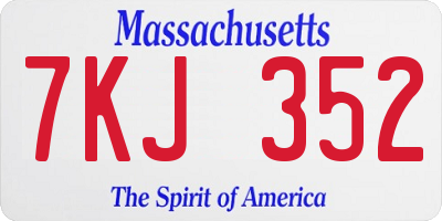 MA license plate 7KJ352